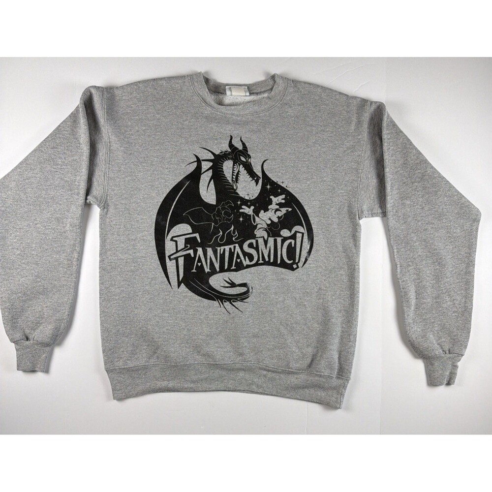 Disney Parks Fantasmic Crewneck Sweatshirt Adult Medium Grey Maleficent Dragon